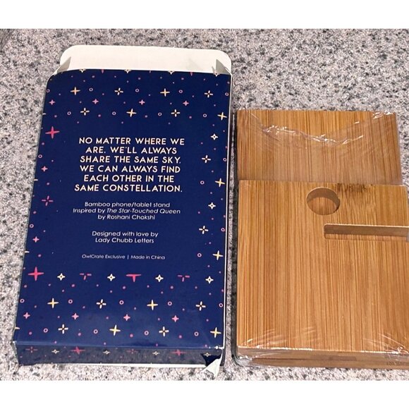 Owlcrate The Star-Touched Queen Bamboo Phone/Tablet Stand Book Subscription - Picture 2 of 2